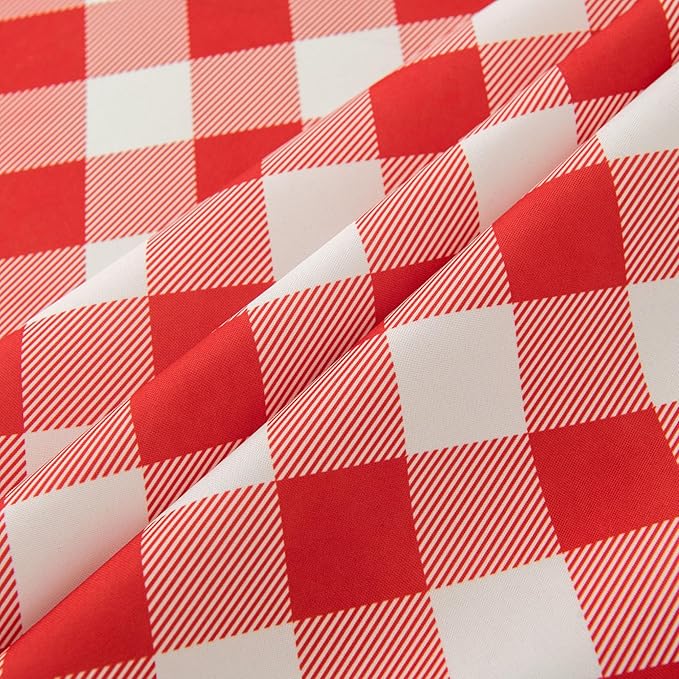 Waterproof Plaid Tablecloth Fabric - Round 58 Inch Classic Gingham Checker Table Cloth for Indoor/Outdoor Use - Buffalo Table Cover for Picnics, BBQs, and Parties