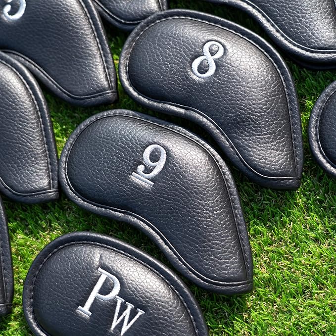 CRAFTSMAN GOLF 12pcs or 1pc Thick Synthetic Leather Golf Iron Head Covers Set Headcover Fit All Brands Callaway Ping Taylormade Cobra Etc. Also Custom Name