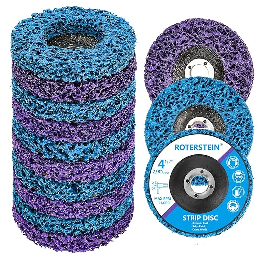 10 Pack Strip Discs Stripping Wheel 4.5 inch for Angle Grinder Clean and Remove Paint Coating Rust Welds Oxidation (4-1/2" x 7/8")