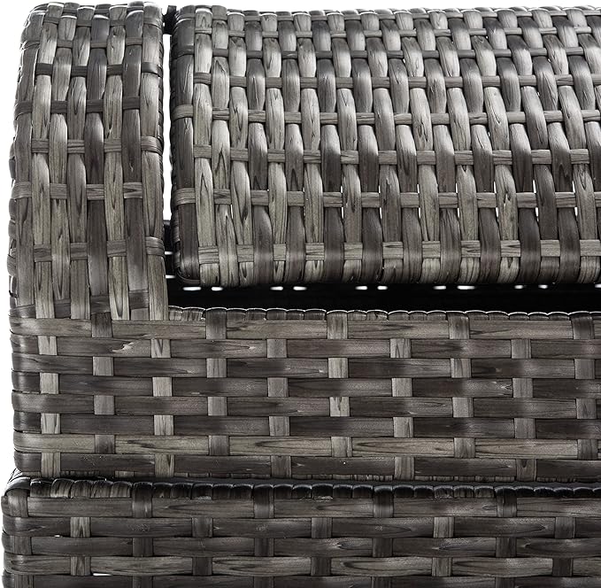 SAFAVIEH Outdoor Collection Mazeli Grey Brown Woven Swing Top Dome Lid Trash Bin (Fully Assembled) PAT7511C