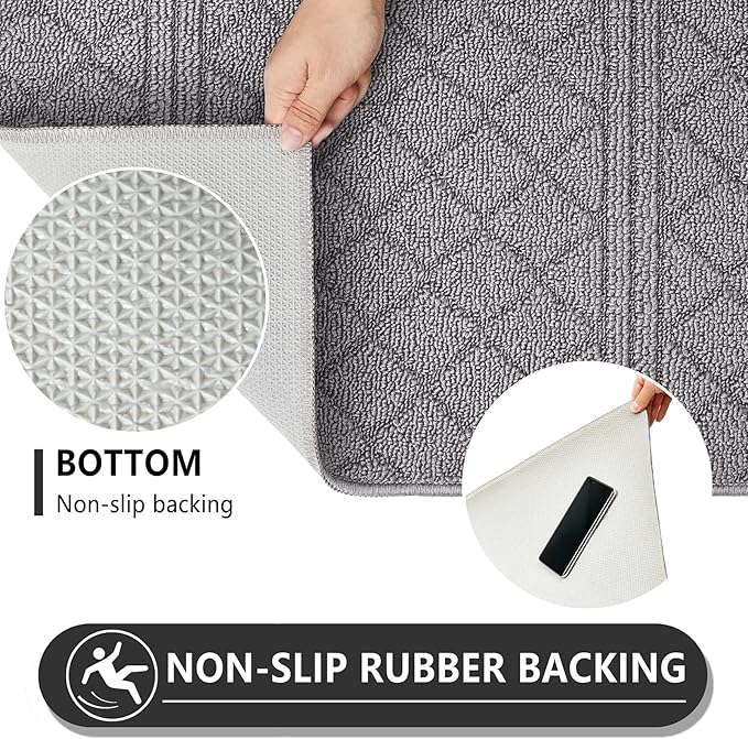 REFETONE Indoor Doormat, Front Back Door Mat 32"x40" Absorbent Rubber Backing Non Slip Door Mats, Low-Profile Resist Dirt Rugs, Machine Washable Door Rug Inside Floor Mat for Entryway, Light Grey