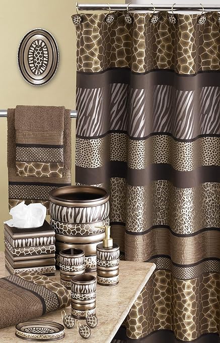Decorative Trash Can for Bathroom, Office & Bedroom - 2.1 Gallons Stylish & Small Trash Can for Dorms, Desktop & Restroom - Chic Waste Basket for Compact Spaces, Safari Stripes