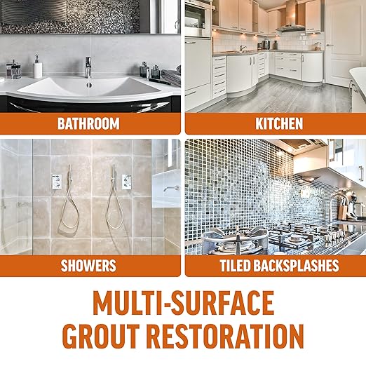 Multi-Surface Cleaning With Grout Paint Pen White - Deep Clean, Restore and Maintain with this Bundle-Bathroom Walls, Kitchen Tile & Shower Grout & Floor Cleaning - 1 Quart