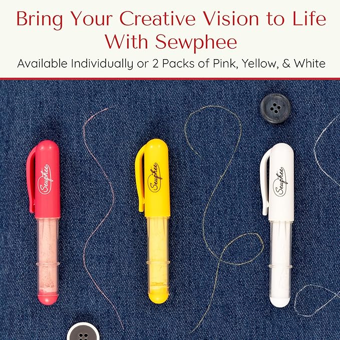 Fabric Markers for Sewing – Ergonomic Tailors Chalk Pen with Improved Dosing Wheel for Sharp Lines - Washable Sewing Chalk Marking Pens that are Compatible with Most Fabrics - White 1 Pack