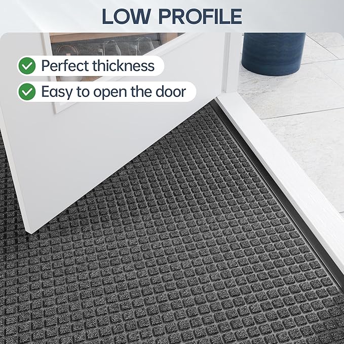 Amyracel Indoor Mat All Season Weather Outside Door Mats, 36"x48" Heavy Duty Rubber Backed Indoor Entrance Mat, Low Profile Doormat for Entryway, Waterproof Outdoor Welcome Door Mats