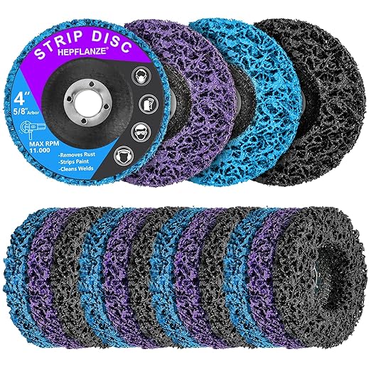 12 Pack Strip Discs 4 inch Stripping Wheel for Angle Grinder Clean and Remove Paint Coating Rust Welds Oxidation for Metal and Wood (4" x 5/8")
