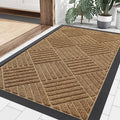 Smiry Front Door Mat Outside Entrance, Heavy Duty Outdoor Indoor Natural Rubber Doormat, Non Slip, Trap Dirt and Moisture, Easy Clean, Low Profile Patio Porch Entryway Mat, 29.5x17, Coffee