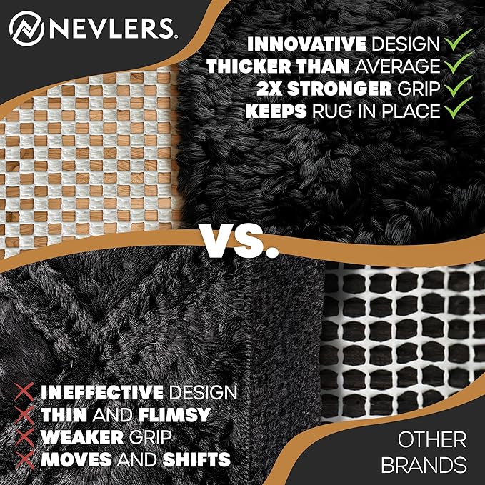 Nevlers 2 x 10 Ft Non Slip Rug Pad | Open Weave PVC Anti Skid Rug Gripper for Hardwood Floors & Other Surfaces | Non-Slip Pads for Under Rugs | Under Carpet Non Slip Pad | Customizable Carpet Gripper