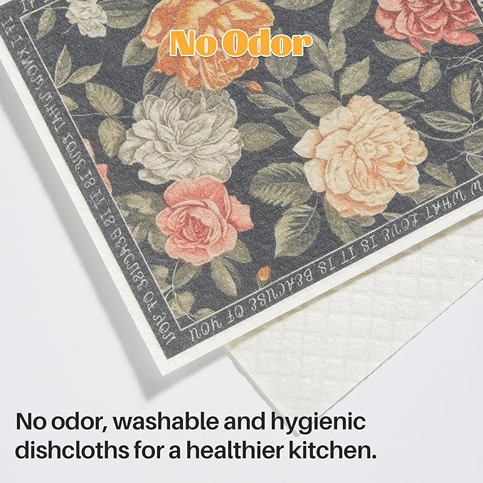 JOYMOOP 6 Pack Dishcloths for Kitchen, Reusable Paper Towels Washable, Absorbent Non-Scratch Dish Cloths for Washing Dishes, Quick-Drying Cleaning Rags for Cookware and Household, 6.7×7.9 Inch