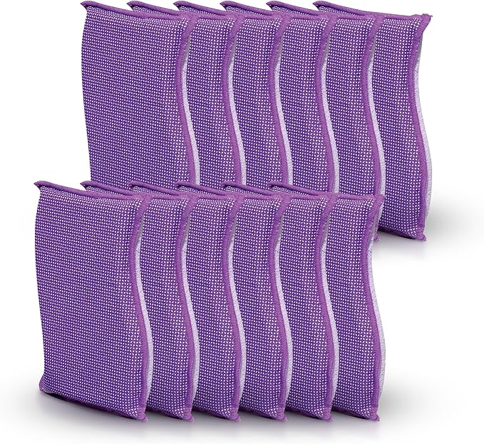 Scotch-Brite Stay Clean Scrubber Pads, Non-Scratch Dish Sponges for Kitchen Cleaning, 12 Count, Rinses Clean, Odor-Resistant, Safe on Non-Stick Cookware, Pots, Pans, and Glassware