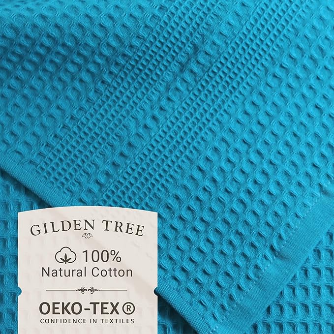 GILDEN TREE Waffle Bath Sheet Large Bath Towels Quick Dry Thin Body Towels, 40x80 Oversized Bath Towels for Adults, Classic Style (Aqua)