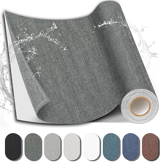 Fabric Repair Patch, 17X158 Inch Fabric Large Repair Tape, Self-Adhesive Patches for Furniture, Sofa, Car Interior, Shoes, Hand Bag, Clothing (Dark Grey, 17X158 Inch)