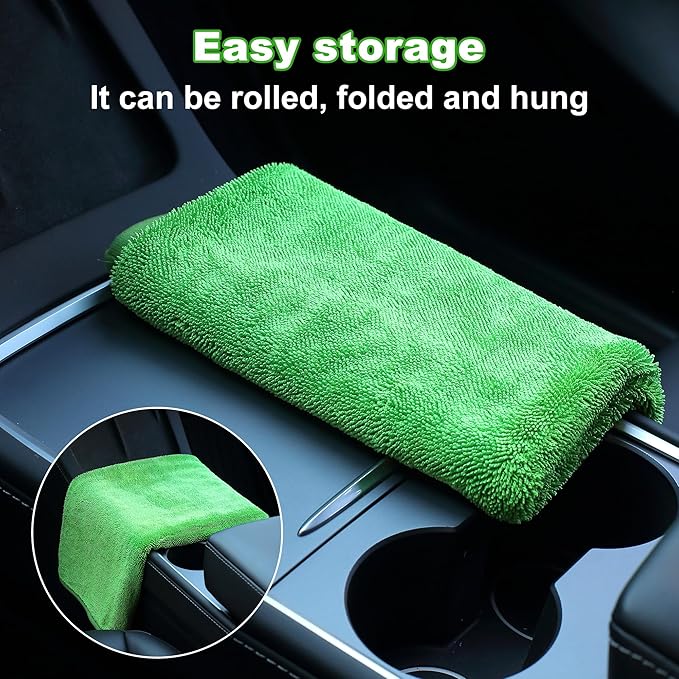 JOYMOOP Microfiber Towels for Cars, 2 Pack 63" x 29.5" Car Drying Towel, Green Reusable Car Towel, Quick Drying Car Microfiber Cleaning Cloth for RVs, SUVs, Trucks
