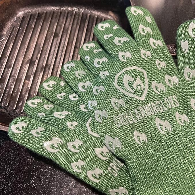 Grill Armor Oven Gloves 932°F Extreme Heat & Cut Resistant Oven Mitts with Fingers for BBQ, Cooking, Grilling, Baking – Accessory for Smoker, Cast Iron, Fire Pit, Camping, Fireplace, Griddle & More