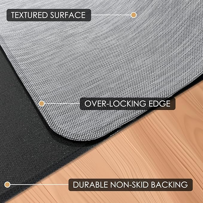 Kuyal Office Chair Mat for Hardwood Floor, 44" x58" Heavy Duty Desk Chair Mat for Office & Home, Anti Slip, Non-Curve Computer Chair Protector Mat, Light Gray