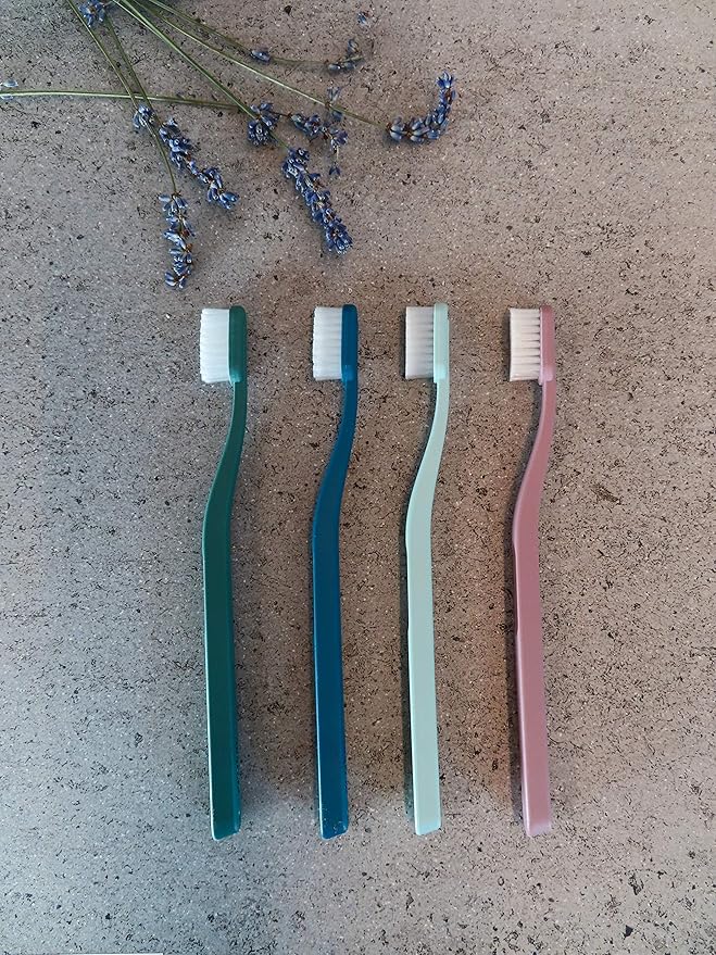 Jordan Green Clean Manual Toothbrush - Sustainable, Scandinavian Design, Soft Bristles, Mixed Colors, 4 Units