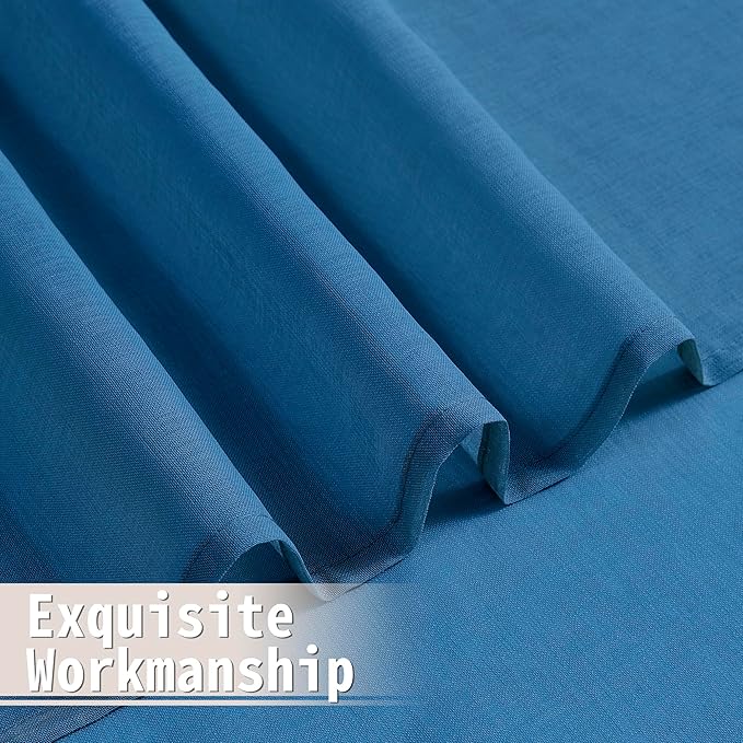 Tollpiz Sheer Door Curtain Closet Linen Textured Curtains Sheer Doorway Light Filtering Voile Patio Glass Door Rod Pocket Curtain French Door, 54 x 72 inches Long, Classic Blue, Set of 1 Panel