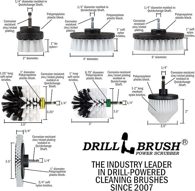 Drill Brush Power Scrubber by Useful Products - Carpet Cleaner - Car Cleaning Kit - Car Wash Kit - Glass, Glass Cooktop, Upholstery Cleaner - Upholstery Brush For Auto Detailing - Pet Hair Remover Set