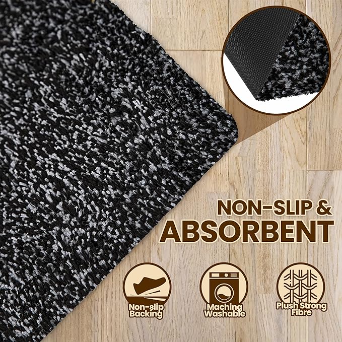 Premium Microfiber Indoor Door Mat – 24"x36" Washable Entry Mat, Non-Slip, Waterproof Backing, Super Absorbent, Low Profile Entryway Doormat for Indoor Entrance