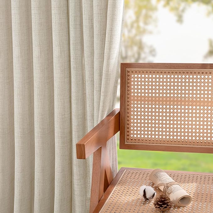 YoungsTex Linen Curtains 54 Inch Length for Kitchen, Light Filtering Semi Sheer Small Window Drapes Rod Pocket Back Tab for Living Room Cafe Farmhouse, Linen, 2 Panels, 42 X 54 Inch