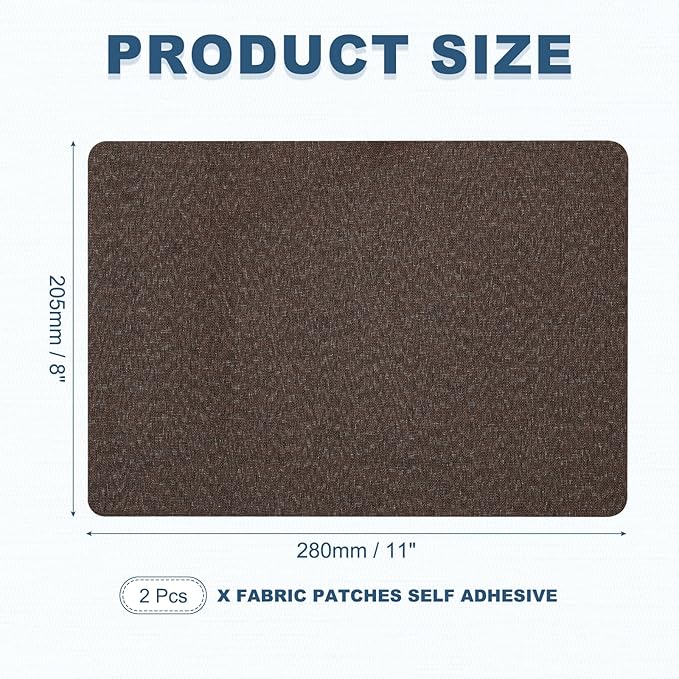 PATIKIL 8x11 Inch Linen Repair Patches, 2Pcs Self-Adhesive Fabric Patch for Sofas Tote Bags Furniture Car Seats Clothes Tents, Dark Brown