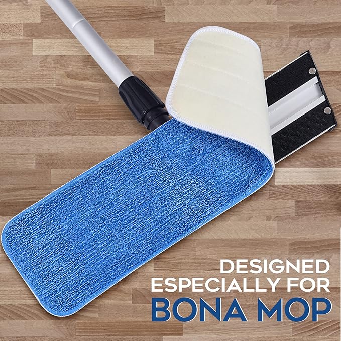 MATTHEW 18'' Microfiber Spray Mop Replacement Pads Heads for Wet Dry Reusable Mops Floor Home Commercial Cleaning Refills, Machine Washable Fits Compatible with Bona Mop&Most Spray Mops Blue (12 Pack)