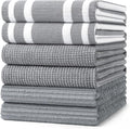 Homaxy Premium Kitchen Towels(18”x 28”, 6 Pack), Large Cotton 380 GSM Kitchen Hand Towels, Soft and Absorbent Terry Dish Towels, Multipurpose Tea Towel Set with Hanging Loop, Grey