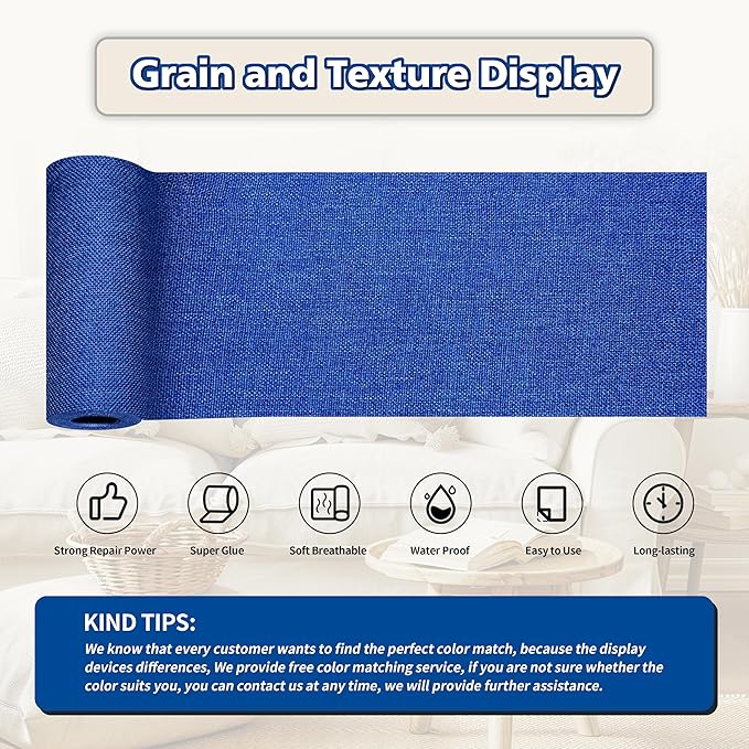 KING MOUNTAIN Linen Repair Patches, Self-Adhesive Fabric Patches, 4 X 63 inch Extra Size, Multi Color, Can be Used for Sofa Repair and Linen Clothes Repair (Navy Blue)