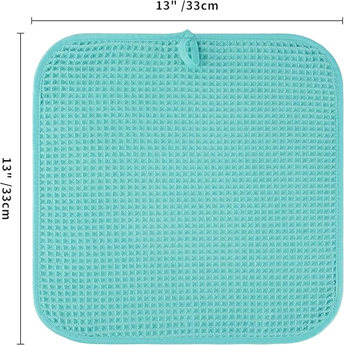 Microfiber Waffle Face Towels, 2 Pieces, Soft, Absorbent, Fast Drying, Lint Free (Turquoise)