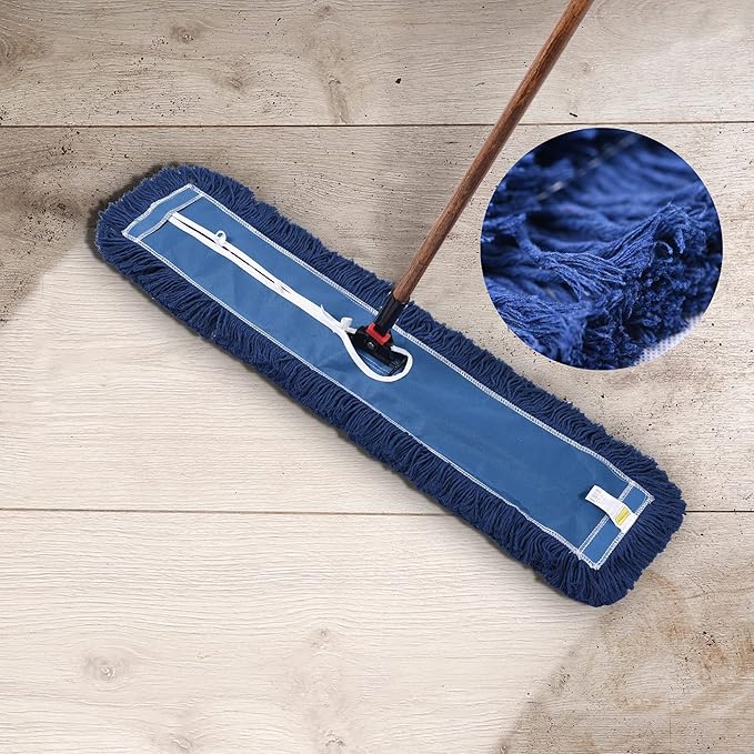 Matthew Cleaning 24'' Industrial Strength Cotton Dust Mop Refill Washable Replacement Heads for Residential & Commercial Use Fit Standard Dust Mop Frames, Hardwood, Laminate, Concrete Floors 6 Pack