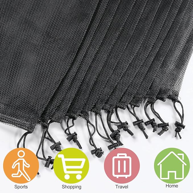 13"X15.5" 24Pcs Mesh Laundry Drawstring Bag Nylon Drawstring Gym Bag with Cord Lock Closure