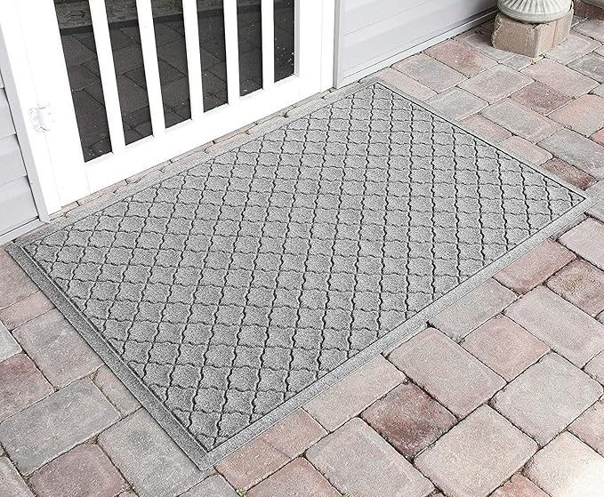 WaterHog Heavy Duty Doorway Mat, 3' x 5', Made in USA, Durable & Skid-Resistant Entryway Mat, Water-Trapping, Indoor/Outdoor Decorative Floor Covering, Cordova Collection, Medium Grey