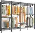 Raybee Heavy Duty Clothes Rack for Hanging Clothes,Clothing Rack with Shelves, Adjustable,76" W x 77" H x 18" D,Max Load 1150lbs,Black