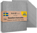 Nordhus Design Swedish Dishcloths, Grey 10-Pack, Reusable, Washable Cellulose Cotton Kitchen Cloths - Replace Paper Towels, Wipes, Sponges, Dish Rags