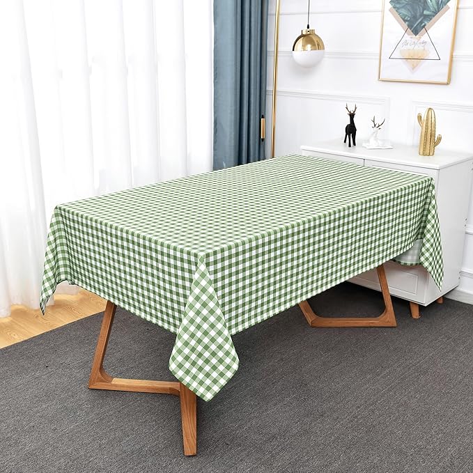 Classic Gingham Plaid Tablecloth Fabric - Rectangular 58x102 Inch Water Resistant Checked Table Cloth for Indoor/Outdoor Use - Table Cover for Kitchen, Picnics, Gardens, and Parties
