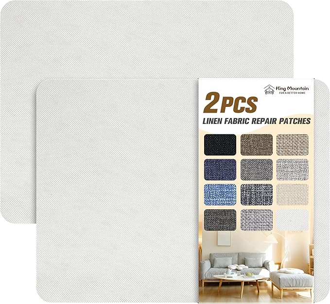 Self-Adhesive Fabric Patches for Sofa and Clothes Repair, 8X11 inch 2 PCS, Multi Color, (8" x 11"-2PCS, White)