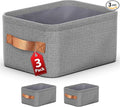 Large Storage Baskets for Shelves 3 Packs, Fabric Storage Bins for Shelves with Handles, 16.1'' L ×12.2'' W × 8.2'' H Collapsible Baskets for Organizing Clothes, Toy, Grey