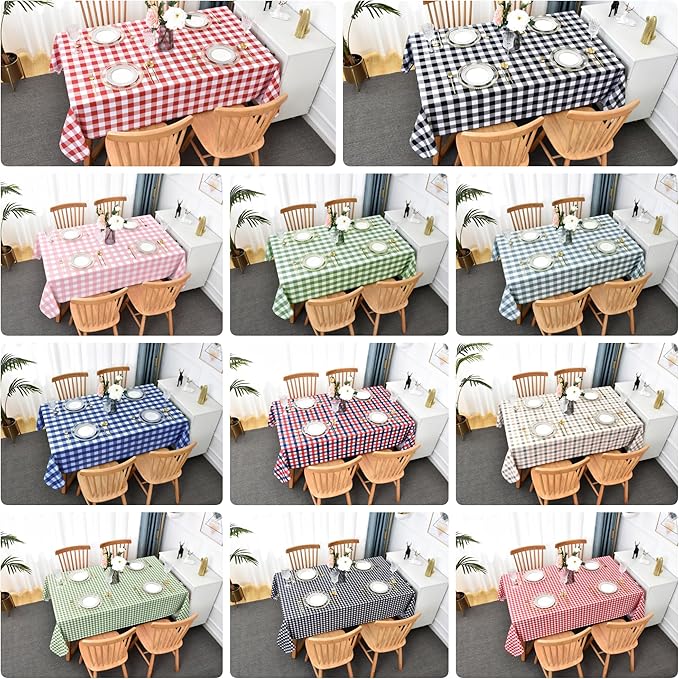 Waterproof Plaid Tablecloth Fabric - Round 70 Inch Classic Gingham Checker Table Cloth for Indoor/Outdoor Use - Buffalo Table Cover for Picnics, BBQs, and Parties