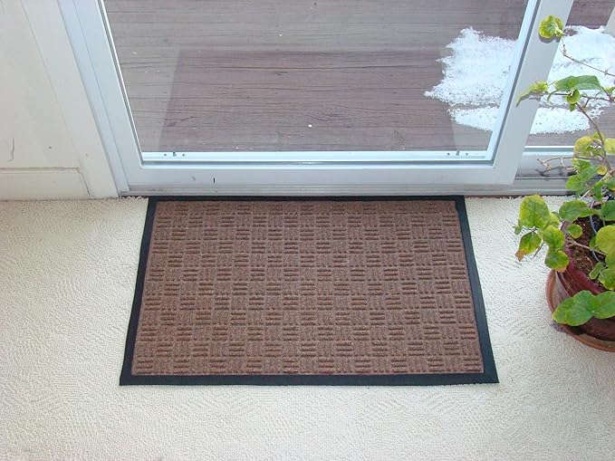 Kempf Water Retainer Entrance Mat, Indoor Outdoor Rubber Rug, Moisture Trapping, Absorbent Mat, 2 by 3-Feet, Brown