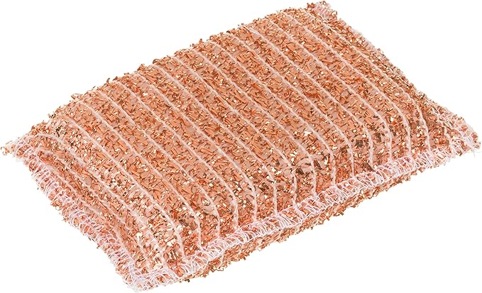REDECKER Kitchen Woven Copper Sponge, 2-Piece - Abrasive Scrubber, Cleans Stainless Steel Appliances, Pots and Pans, Auto Parts and More, Machine Washable - Copper Cleaning Sponge