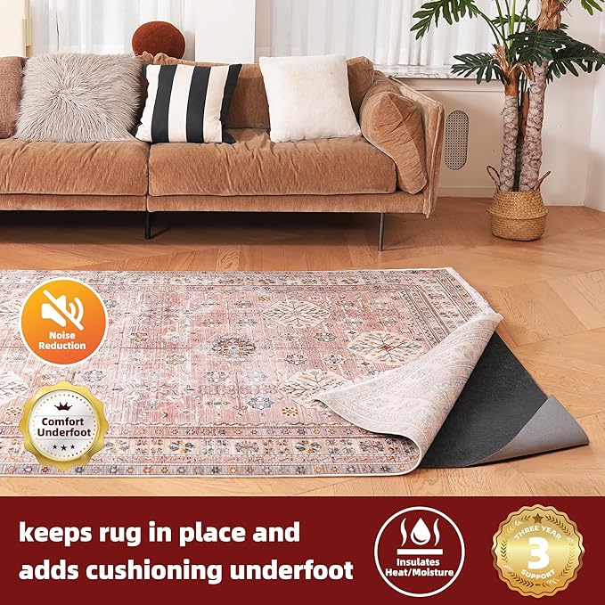 BAGAIL Felt and Natural Rubber Backing Rug Pads 1/4” Thick, 2 x 10 Ft Non Slip Carpet Gripper Keep Rugs in Place, Under Area Rug Protective Cushioned Pads, Carpet Runners, Hardwood Floors Protection