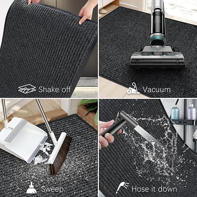 Vicwe Indoor Outdoor Door Mat, 2'x4' Heavy Duty Front Door Mat, Non-Slip Washable Doormats Entrance Mats, Dirt Resistant and Absorbent Doormat, Commercial Outdoor Entrance Floor Mat for Home Office