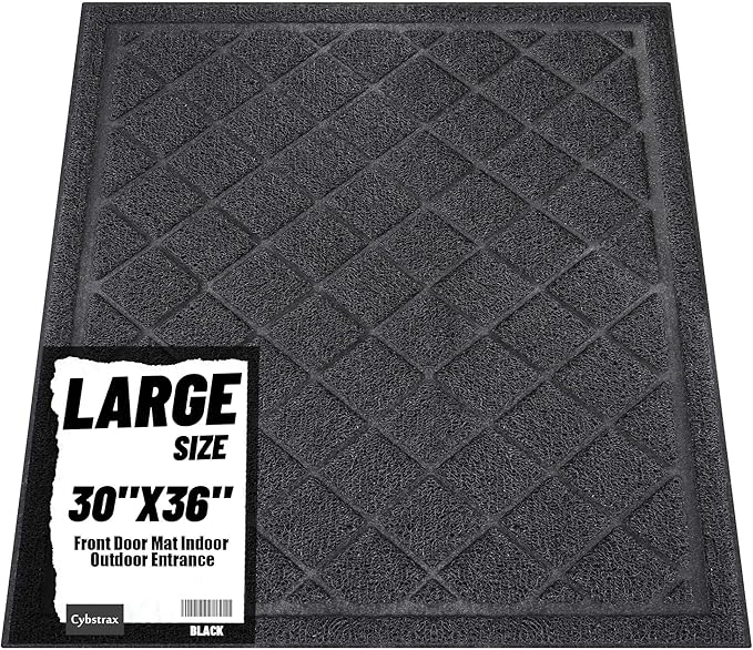 Front Door Mat Indoor Outdoor Entrance, 30" x 36" Heavy Duty All-Season All-Weather Waterproof Doormat Trap Dirt and Moisture Easy Clean Low Profile Patio Porch Entryway Mat