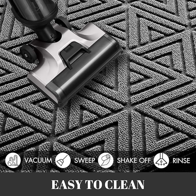 Yimobra Large Door Mat 36x24, All-Weather Waterproof Non-Slip Welcome Matt Outdoor, Heavy Duty Non Slip Doormat for Entryway for Patio and Garage Indoor, Easy Clean, Grey