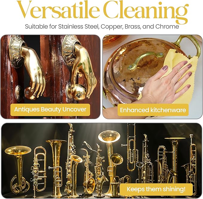 Mayflower Polishing Cloth for Stainless Steel Copper Brass Chrome Made in USA Non Toxic 2 Cotton Cleaning Set 11 x 14 in ea.User-Friendly Cleaner for Kitchen Watch Musical Instruments Coins Antiques