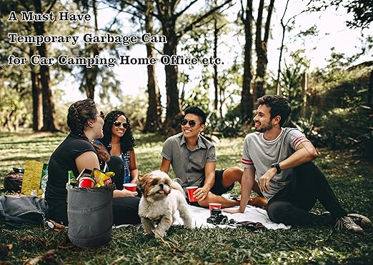 Ginsco 2Packs 4 Gallons New Leakproof Car Trash Can, Large Trash Can Pop-up Collapsible Hanging Car Trash Bin, Waterproof PEVA Liner Open-Top Garbage Can for Home Office Camping