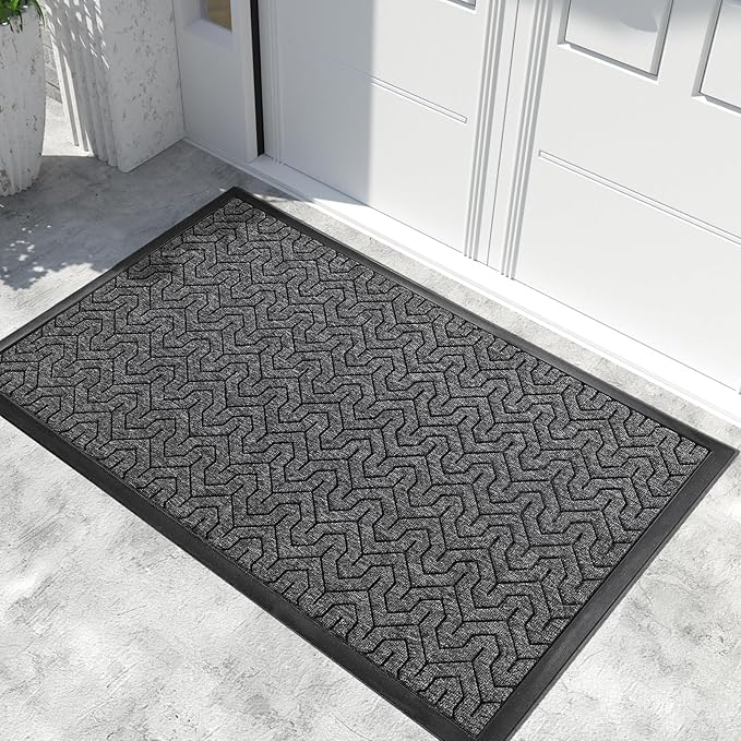 Yimobra Extra Large Door Mat Outside Entrance 60x32, Waterproof Heavy Duty Outdoor Mats for Front Door, Non Slip Rubber Entry Mat for Garage Patio, Easy Clean, Mix Grey