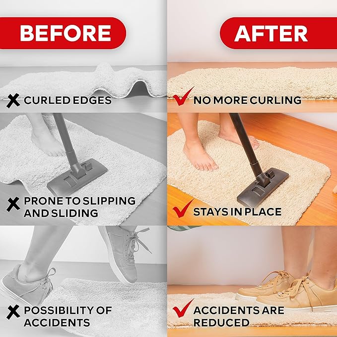 XFasten Double Sided Carpet Tape for Area Rugs, 2 Inch x 10 Yards w/Mini Cutter – Heavy Duty Anti Slip Rug Grip Tape, Works as Rug Gripper, Wood Safe, Easy Removal for Hardwood and Laminate Floors