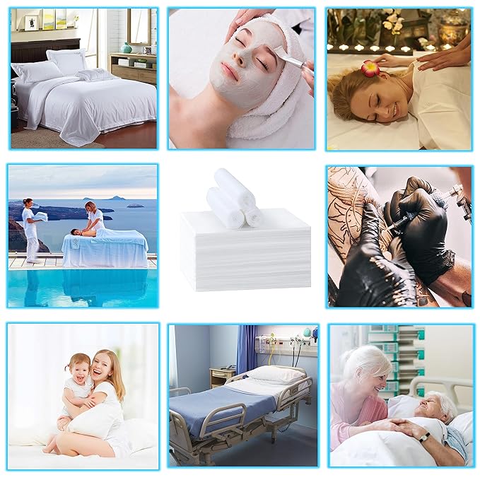 Disposable Bed Sheets for Massage Table 200 Pcs 31" x 71" Waterproof Massage Table Sheets Soft Non Woven Fabric SPA Massage Table Bed Cover Breathable for Beauty Tattoos Waxing Travel (White)