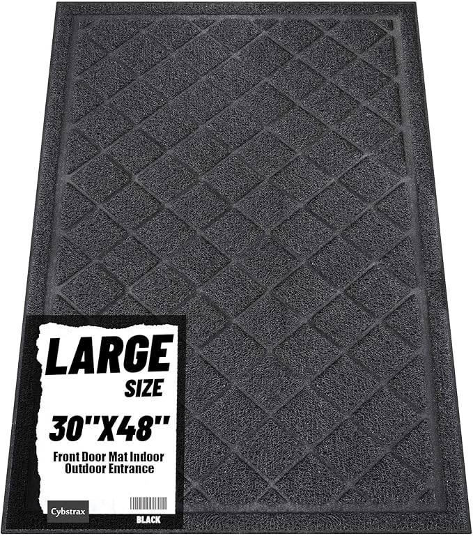 Front Door Mat Outside Entrance, 30" x 48" Heavy Duty All-Season All-Weather Waterproof Doormat Trap Dirt and Moisture Easy Clean Low Profile Patio Porch Entryway Mat